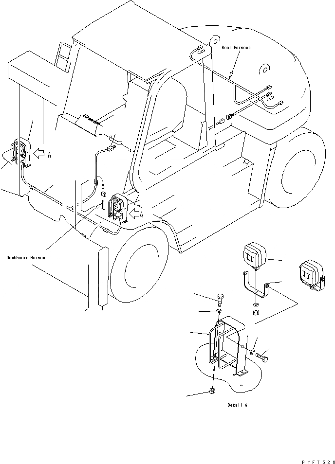 Схема запчастей Komatsu FD135-7 - ПЕРЕДН. ASSIST ОСВЕЩЕНИЕ ЭЛЕКТРИКА