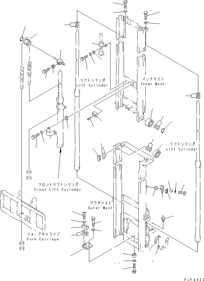 Схема запчастей Komatsu FD18-17-EC - ДЛЯ FFV МАЧТА ATTACHING ЧАСТИ(№-999) МАЧТА И СТРЕЛА