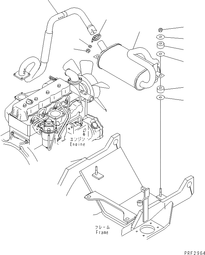 Схема запчастей Komatsu FD20-25-14 - ГЛУШИТЕЛЬ И ОТВОД ВЫХЛОПН. ГАЗОВ (CATALIZER) ВЫПУСКН. ЧАСТИ