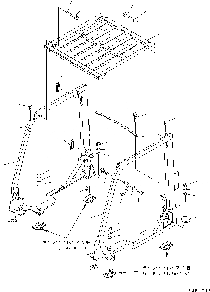 Схема запчастей Komatsu FD30-14-EC - ВЕРХН. ЗАЩИТА ЧАСТИ КОРПУСА И КАБИНА ОПЕРАТОРА