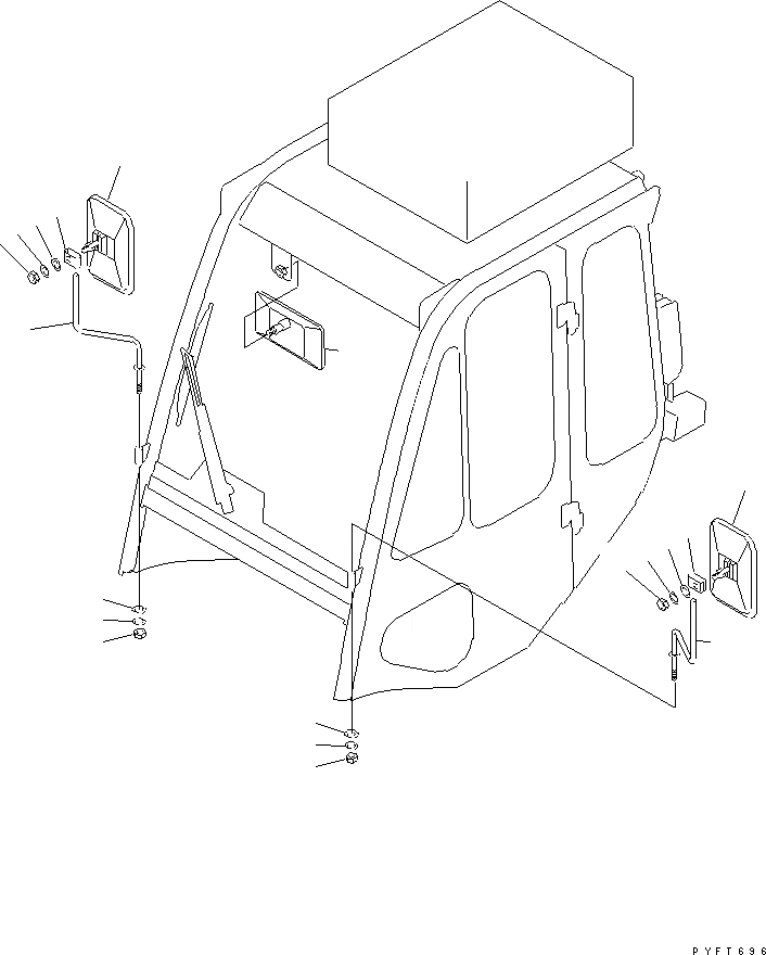 Схема запчастей Komatsu FD30H-16 - СТАЛЬНАЯ КАБИНАIN ВНУТР. ЧАСТИ (MIRROR)(№7-) ЧАСТИ КОРПУСА И КАБИНА ОПЕРАТОРА