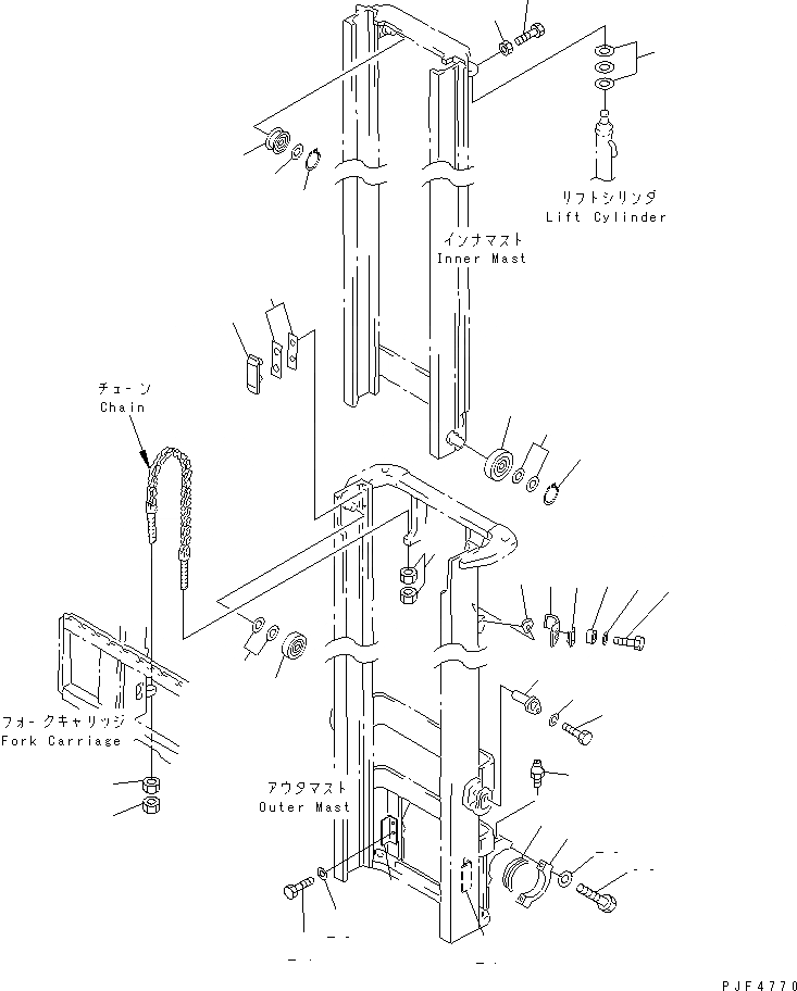 Схема запчастей Komatsu FD30J-14 - МАЧТА (/) (МАЧТА ATTACHING ЧАСТИ) МАЧТА И СТРЕЛА