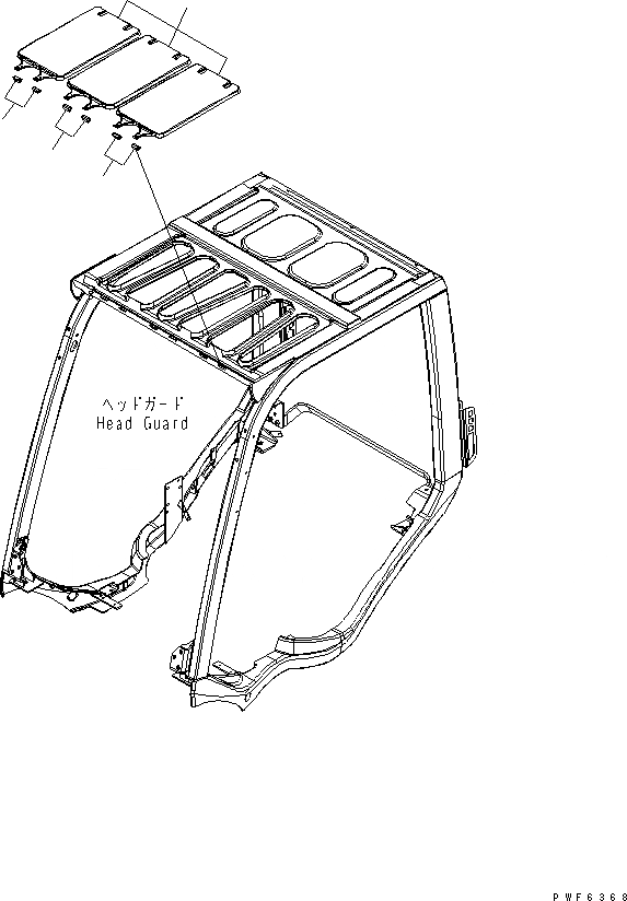 Схема запчастей Komatsu FD30N-16 - КРЫША COVER ЧАСТИ КОРПУСА И КАБИНА ОПЕРАТОРА