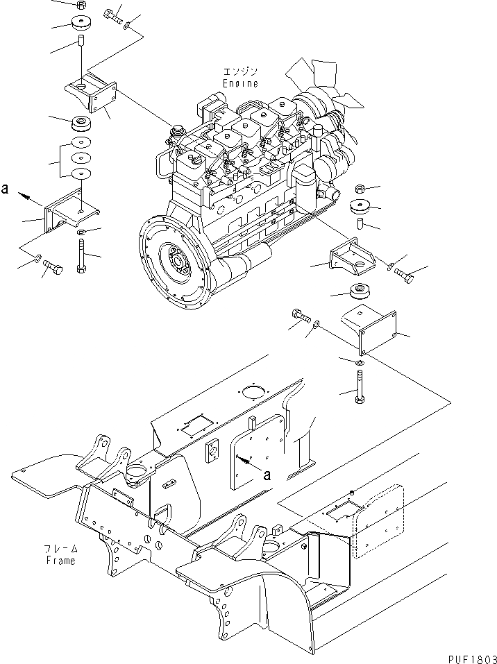 Схема запчастей Komatsu FD35Z - КРЕПЛЕНИЕ ДВИГАТЕЛЯ КОМПОНЕНТЫ ДВИГАТЕЛЯ