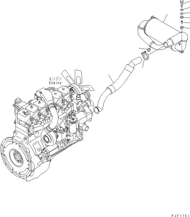 Схема запчастей Komatsu FD35Z - ГЛУШИТЕЛЬ И ОТВОД ВЫХЛОПН. ГАЗОВ ВЫПУСКН. ЧАСТИ