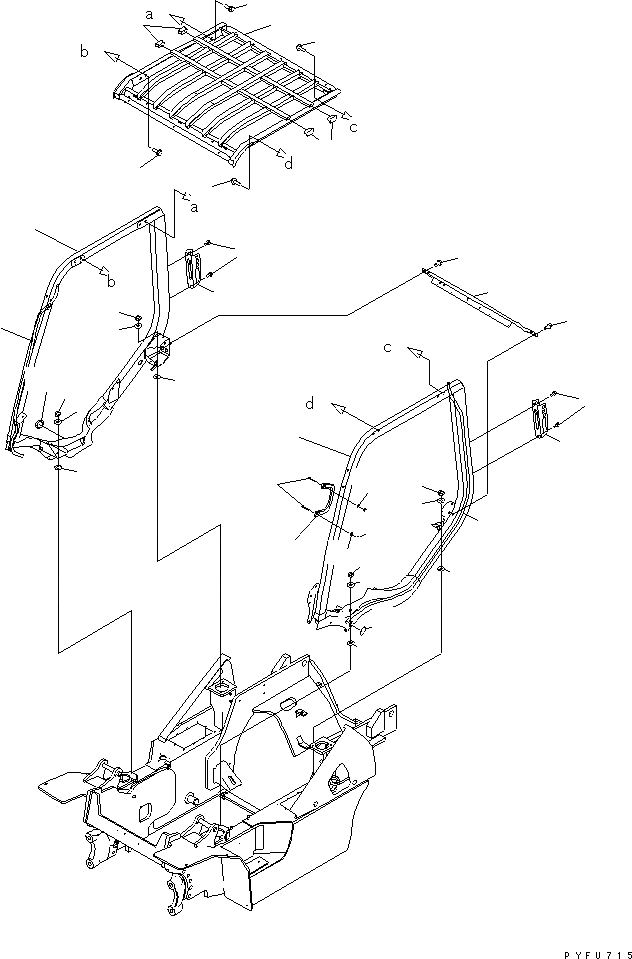 Схема запчастей Komatsu FD40ZY-10 - ВЕРХН. ЗАЩИТА ЧАСТИ КОРПУСА И КАБИНА ОПЕРАТОРА