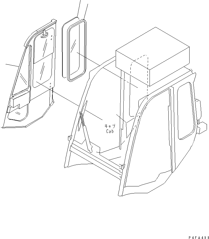 Схема запчастей Komatsu FD45Y-10 - СТАЛЬНАЯ КАБИНАIN ВНУТР. ЧАСТИ (ДВЕРЬ ПРАВ.) ЧАСТИ КОРПУСА И КАБИНА ОПЕРАТОРА