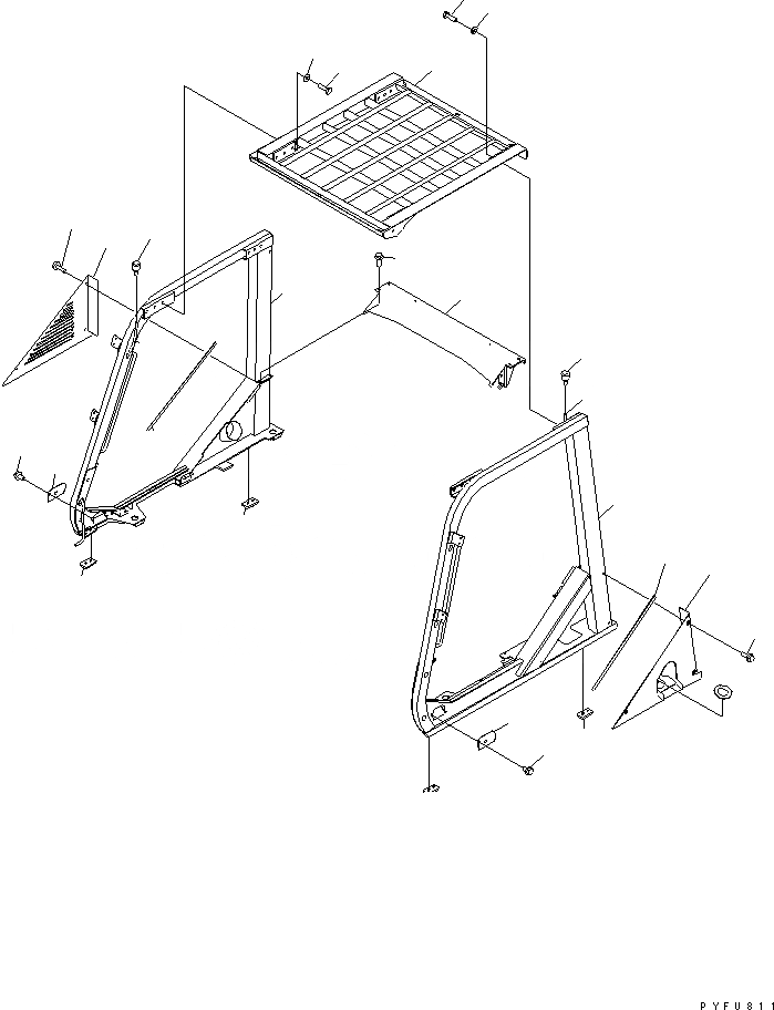 Схема запчастей Komatsu FD60-10-US - ВЕРХН. ЗАЩИТА ЧАСТИ КОРПУСА И КАБИНА ОПЕРАТОРА