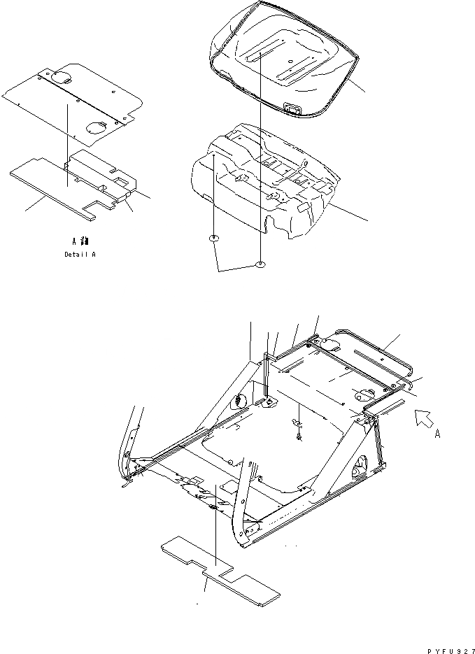 Схема запчастей Komatsu FD60-10-US - INSULATOR (ДЛЯ ВЕРХН. ВЫПУСКН.) ЧАСТИ КОРПУСА И КАБИНА ОПЕРАТОРА