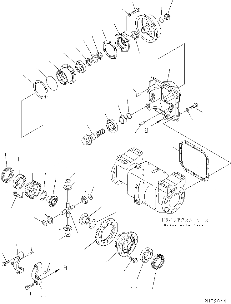 Схема запчастей Komatsu FD60-10-EC - ПРИВОД МОСТ (/) (ДИФФЕРЕНЦ. ПРИВОД) СИЛОВАЯ ПЕРЕДАЧА И ПЕРЕДНИЙ МОСТ