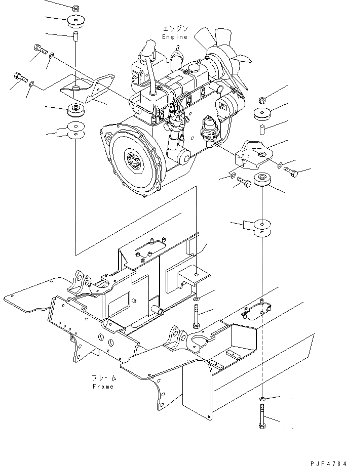Схема запчастей Komatsu FG10-15-17 - КРЕПЛЕНИЕ ДВИГАТЕЛЯ КОМПОНЕНТЫ ДВИГАТЕЛЯ