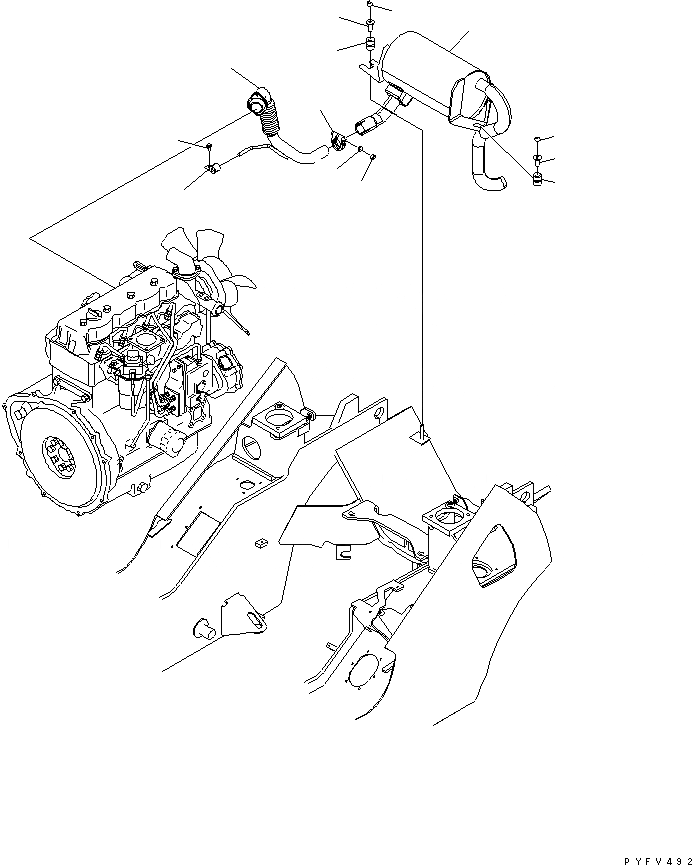 Схема запчастей Komatsu FG15H - ГЛУШИТЕЛЬ И ОТВОД ВЫХЛОПН. ГАЗОВ (SPARK ARRESTER)(№8-) ВЫПУСКН. ЧАСТИ