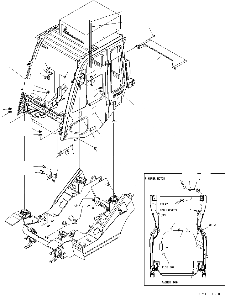 Схема запчастей Komatsu FG20H - СТАЛЬНАЯ КАБИНАIN (С ОХЛАДИТЕЛЬ)(№7-799) ЧАСТИ КОРПУСА И КАБИНА ОПЕРАТОРА