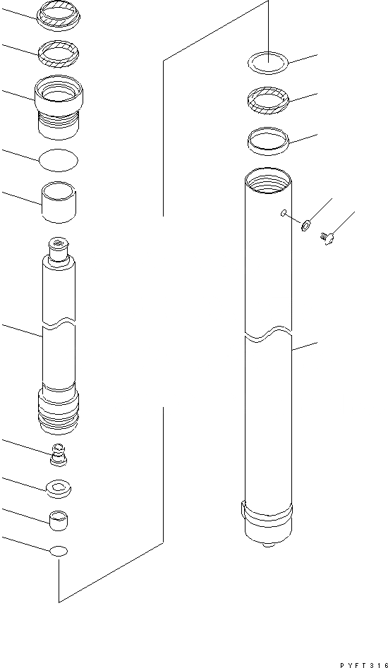 Схема запчастей Komatsu FG30-16 - ДЛЯ FV МАЧТА ГИДРОЦИЛИНДР ПОДЪЕМА (.-.7M) МАЧТА