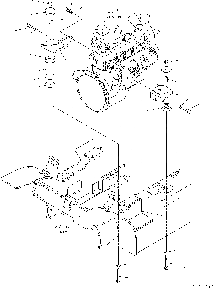 Схема запчастей Komatsu FG30H-14-EC - КРЕПЛЕНИЕ ДВИГАТЕЛЯ КОМПОНЕНТЫ ДВИГАТЕЛЯ