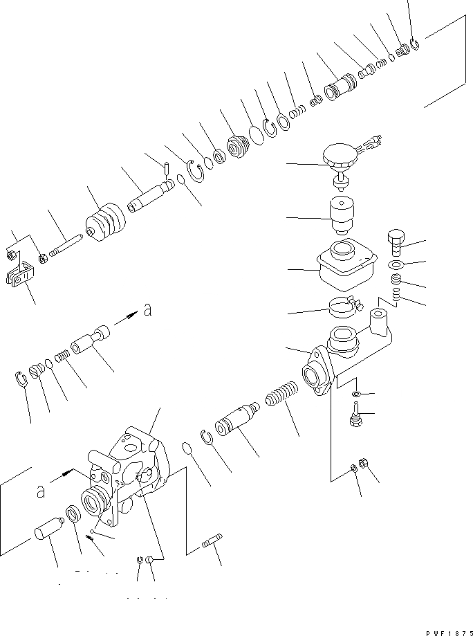 Схема запчастей Komatsu FG35 - ТОРМОЗ. ГЛАВН. ЦИЛИНДР КОНТРОЛЬ ХОДА