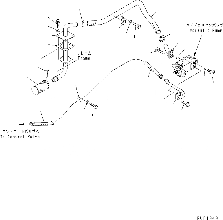 Схема запчастей Komatsu FG50A-7 - ГИДРОЛИНИЯ (НАСОС - УПРАВЛЯЮЩ. КЛАПАН) ГИДРАВЛИКА