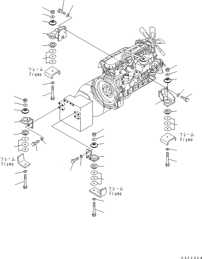 Схема запчастей Komatsu FG70-7-US - КРЕПЛЕНИЕ ДВИГАТЕЛЯ КОМПОНЕНТЫ ДВИГАТЕЛЯ