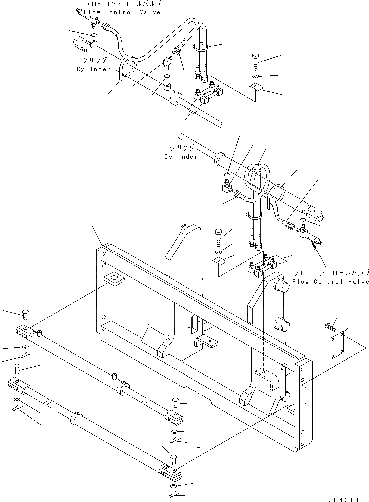 Схема запчастей Komatsu FMH252-1 - ВИЛЫ MOVER (INDEPENDENT STROKE КРЮК ТИП ) (ТРУБЫ)(№-) ВИЛЫ ПОЗИЦИОНЕР (ДЛЯ FREE VIEW МАЧТА)