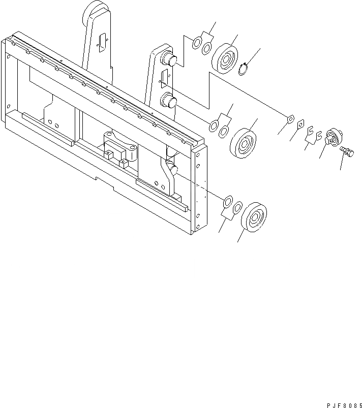 Схема запчастей Komatsu FSA252-2 - БОКОВ. СДВИГER (РОЛИК) БОКОВ. СДВИГER (ДЛЯ ПОЛН. FREE ТРОЙН. МАЧТА) (INTEFRAL ТИП)