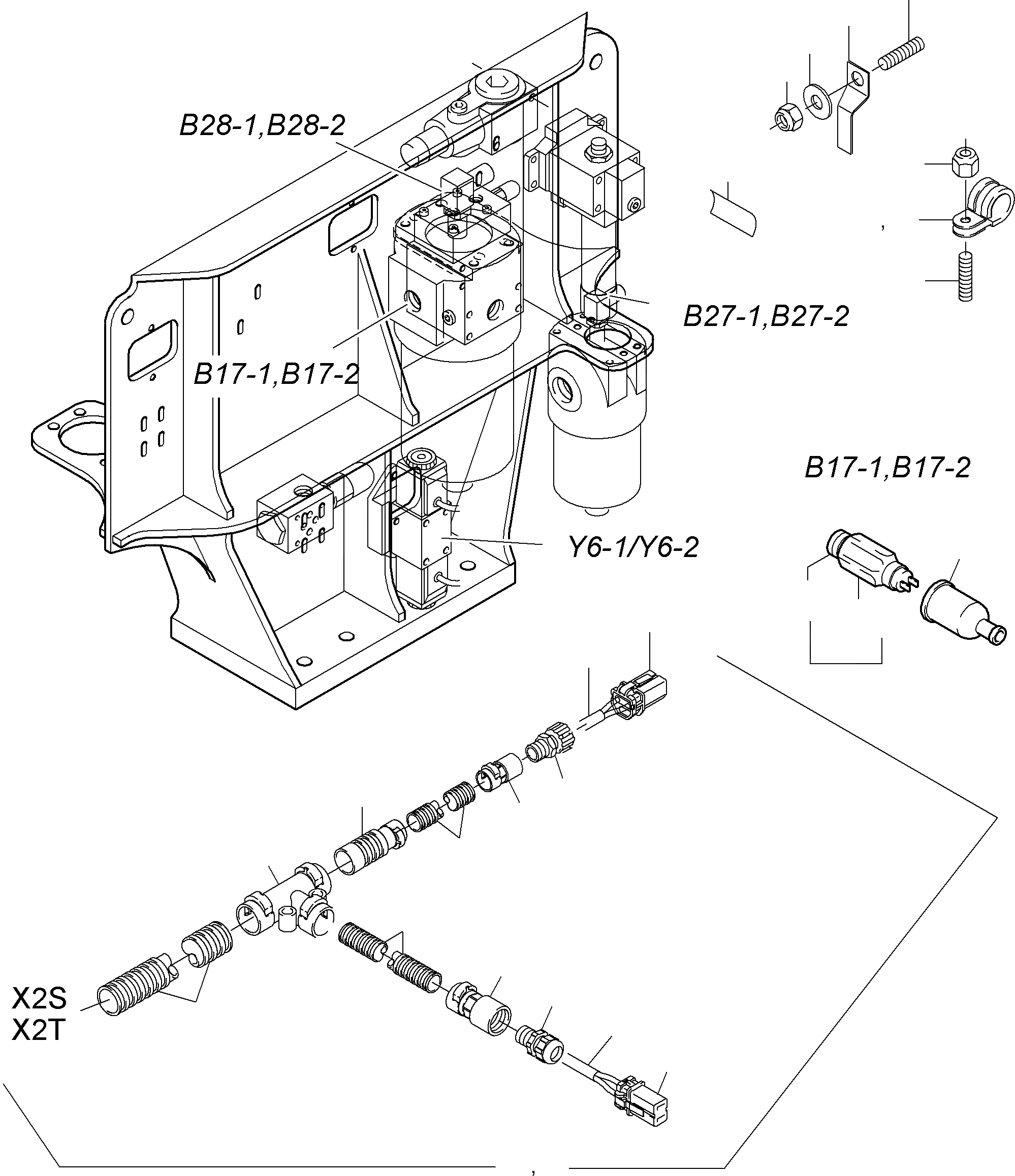 Схема запчастей Komatsu WB140-2N - КАБЕЛЬS - УПРАВЛ-Е И ФИЛЬТР. ПЛАСТИНА И ОСНОВНАЯ РАМА И ЕЕ ЧАСТИ