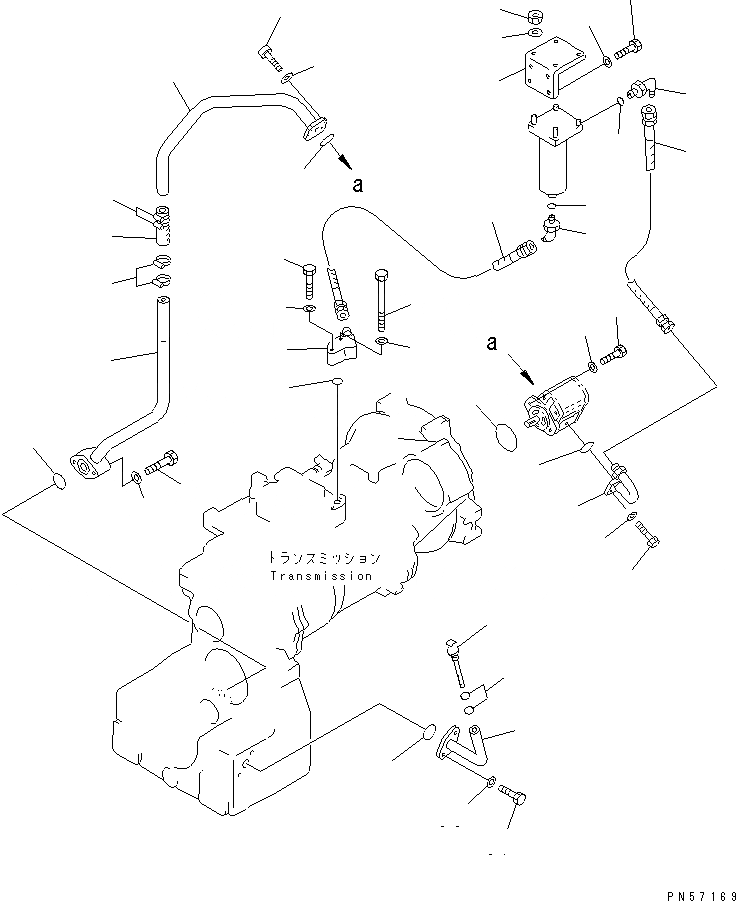Схема запчастей Komatsu GD305A-1 - ГИДРОЛИНИЯ ТРАНСМИССИИ СИЛОВАЯ ПЕРЕДАЧА