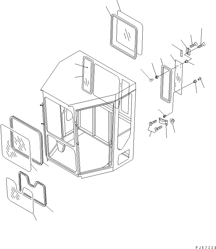 Схема запчастей Komatsu GD305A-1A - КАБИНА (/9) (ПЕРЕДН. И ЗАДН. ОКНА) РАМА И ЧАСТИ КОРПУСА