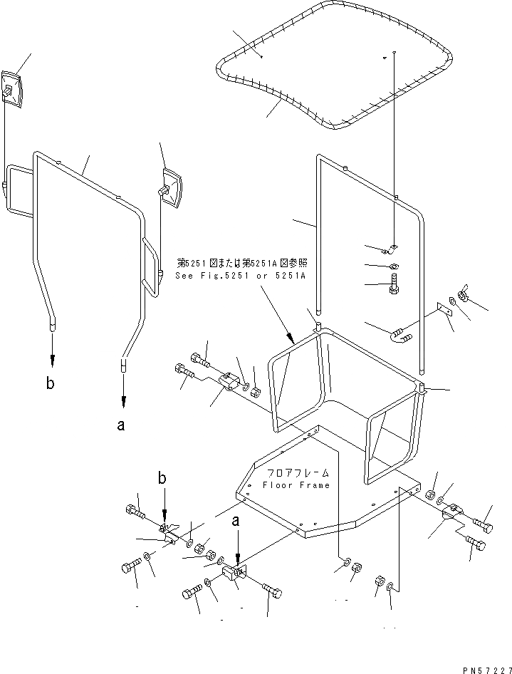 Схема запчастей Komatsu GD305A-1 - CANVAS НАВЕС (FOLDING ТИП)(№-) РАМА И ЧАСТИ КОРПУСА