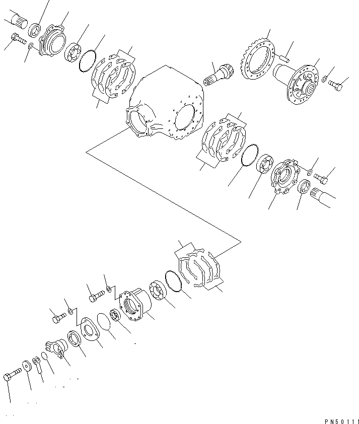 Схема запчастей Komatsu GD355A-1 - КОНЕЧНАЯ ПЕРЕДАЧА И ВАЛ (/) СИЛОВАЯ ПЕРЕДАЧА
