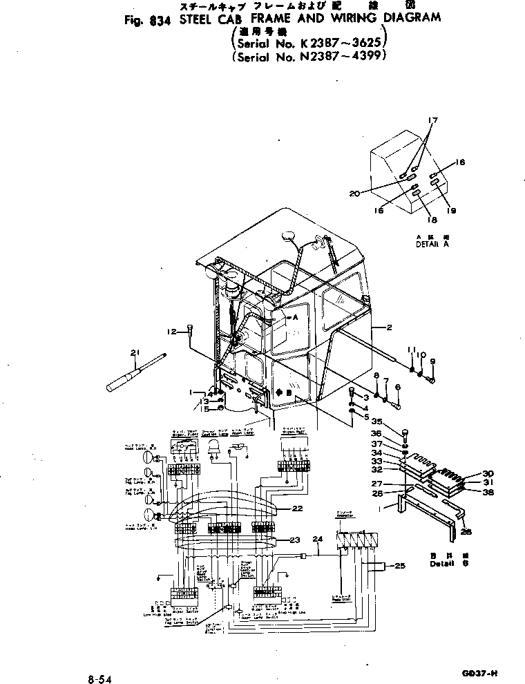 Схема запчастей Komatsu GD37-5H - СТАЛЬНАЯ КАБИНА РАМА И ЭЛЕКТРОПРОВОДКА DIAGRAM(№87-) ОПЦИОННЫЕ КОМПОНЕНТЫ