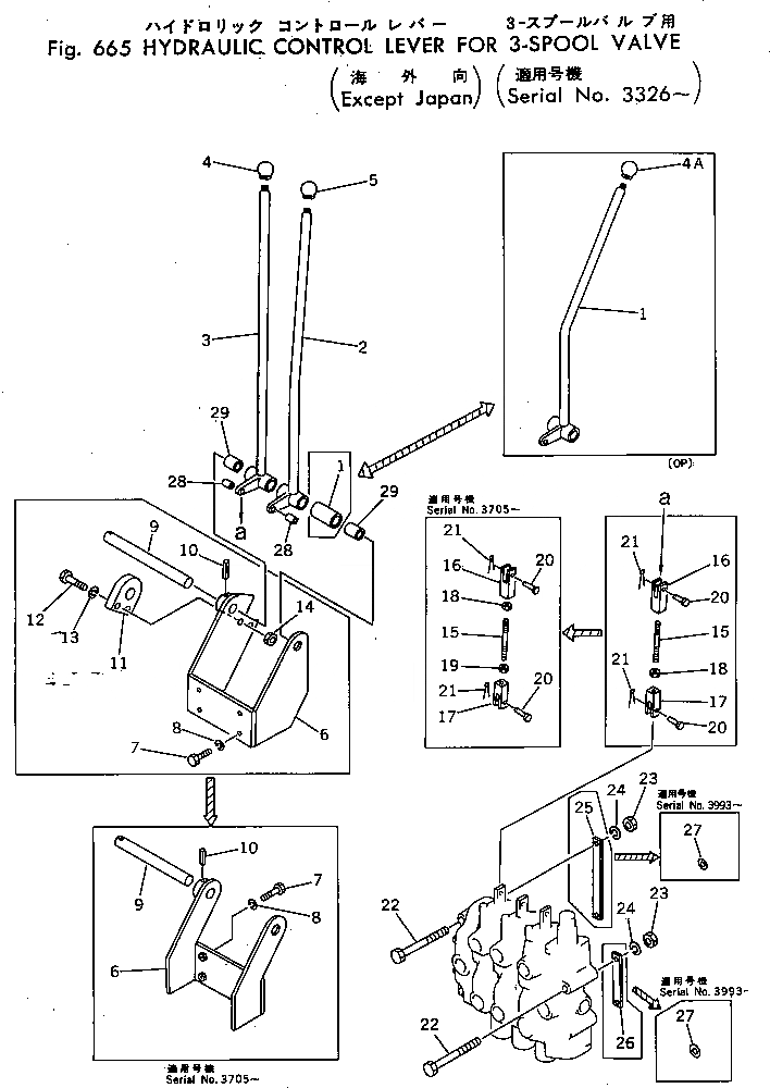 Схема запчастей Komatsu GD37-6H - ГИДРАВЛ РЫЧАГ УПРАВЛ-Я ДЛЯ 3-Х СЕКЦИОНН. (КРОМЕ ЯПОН.)(№-) ГИДРАВЛИКА