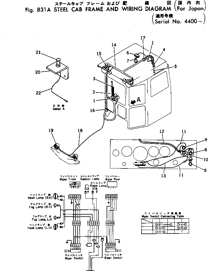 Схема запчастей Komatsu GD37-6H - СТАЛЬНАЯ КАБИНА РАМА И ЭЛЕКТРОПРОВОДКА DIAGRAM (ДЛЯ ЯПОН.)(№-) ОПЦИОННЫЕ КОМПОНЕНТЫ