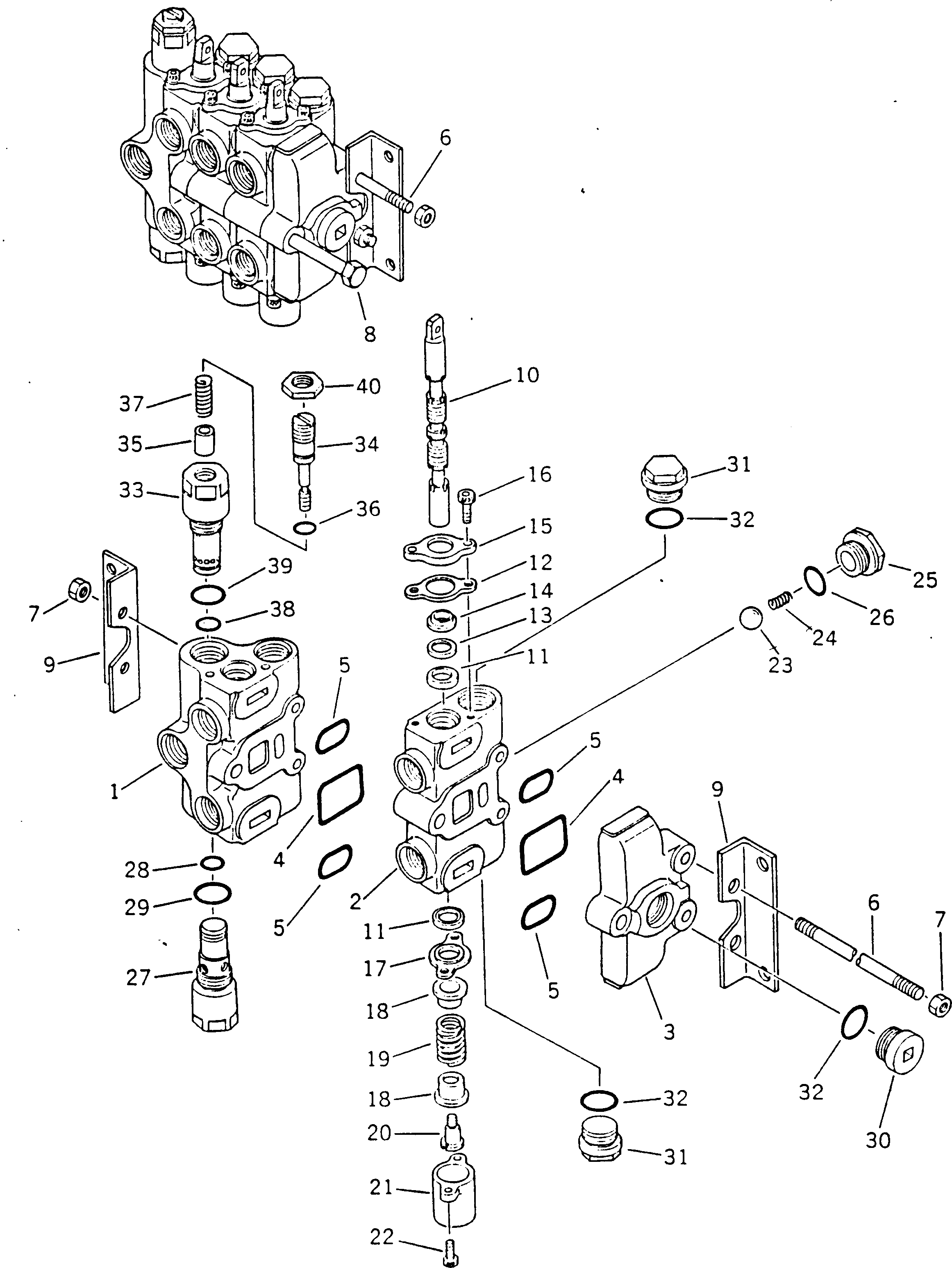 Схема запчастей Komatsu GD405A-1 - 3-Х СЕКЦИОНН. КОНТРОЛЬН. КЛАПАН (/)(№99-) ГИДРАВЛИКА