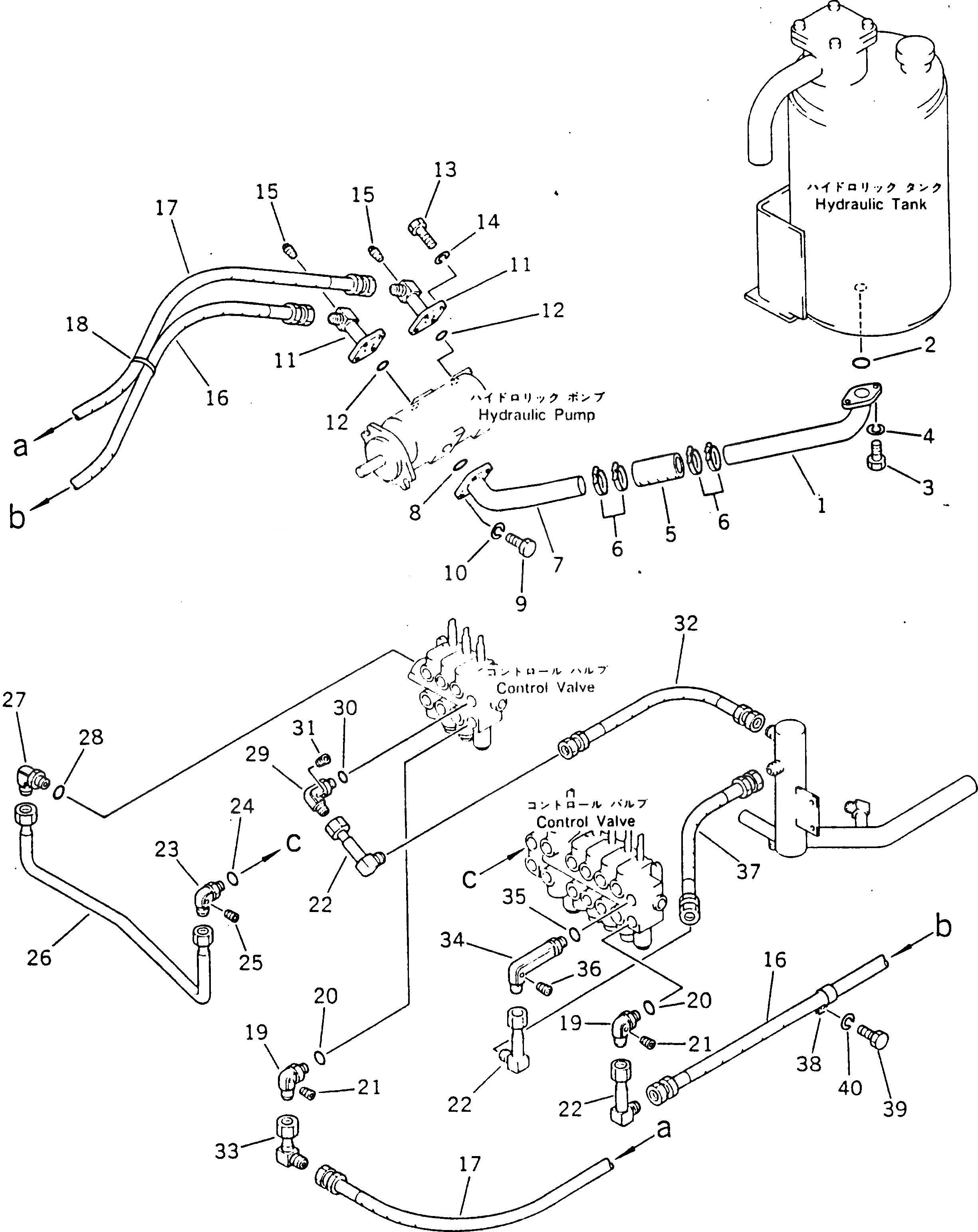 Схема запчастей Komatsu GD405A-1 - НИЗ. PRESSURE ТРУБЫ (/)(№-) ГИДРАВЛИКА