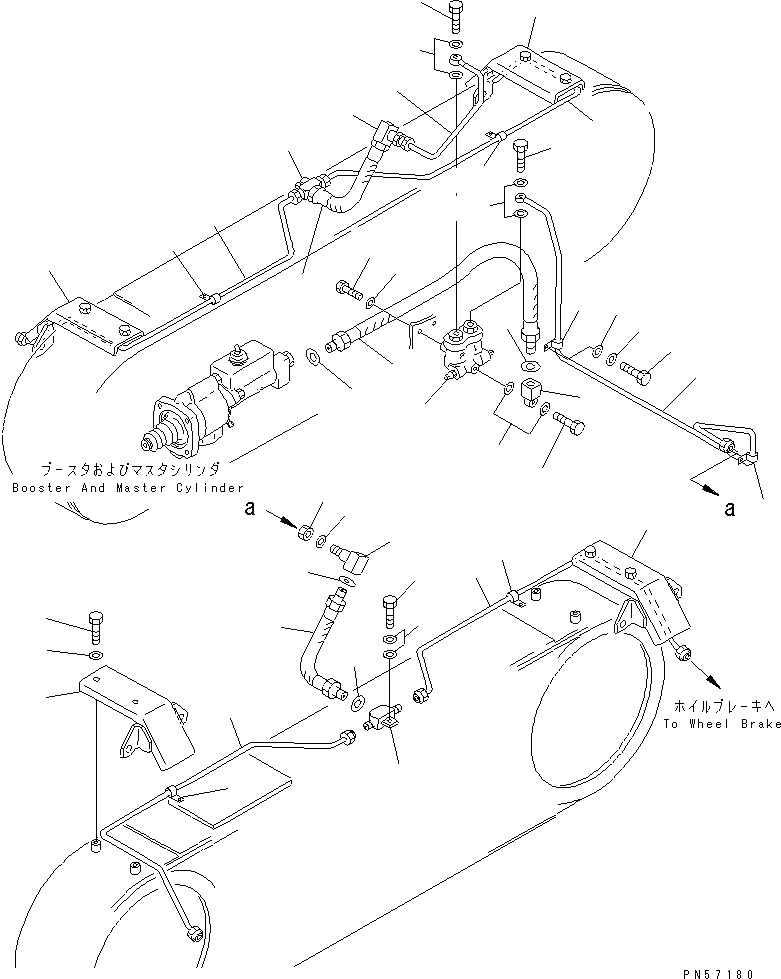 Схема запчастей Komatsu GD405A-2 - ТОРМОЗНАЯ ГИДРОЛИНИЯ (/) СИСТЕМА УПРАВЛЕНИЯ