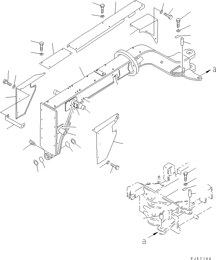 Схема запчастей Komatsu GD405A-2 - ПЕРЕДН. РАМА (ДЛЯ 9 DEG. ГРУПП.)(№-) РАМА И ЧАСТИ КОРПУСА