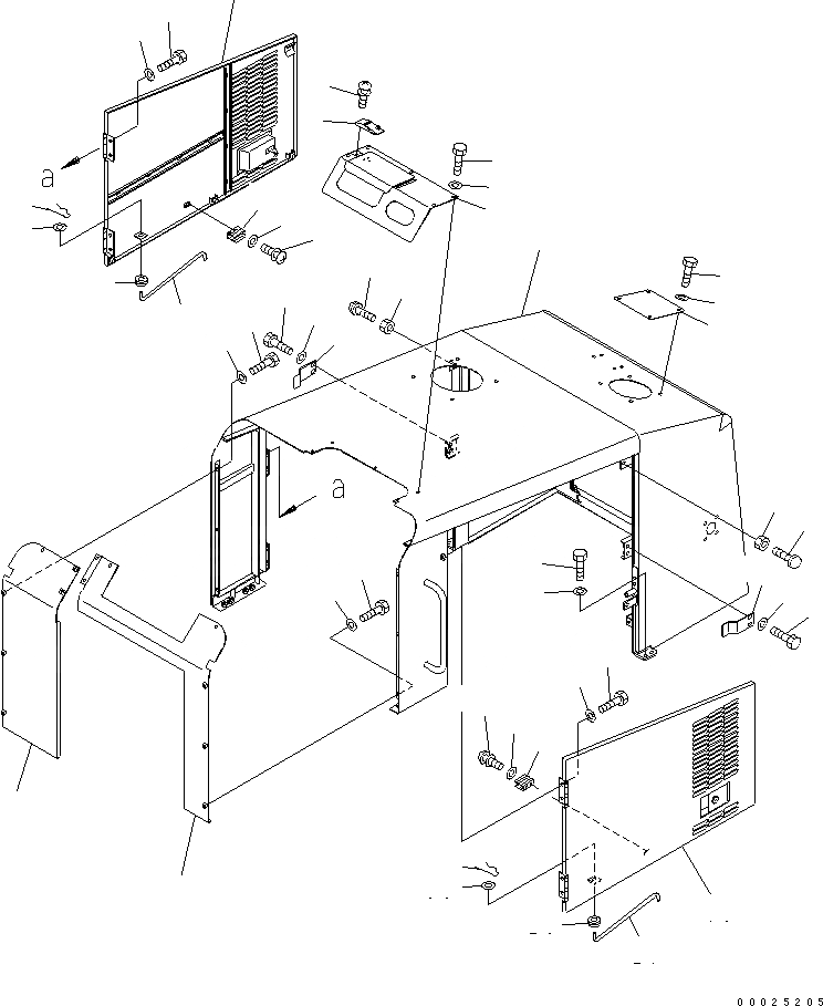 Схема запчастей Komatsu GD405A-3 - КАПОТ (/)(№-) РАМА И ЧАСТИ КОРПУСА