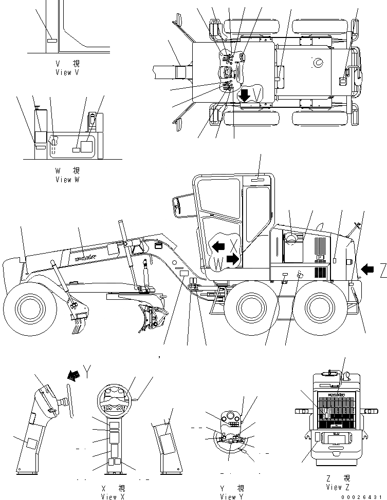 Схема запчастей Komatsu GD405A-3 - МАРКИРОВКА (ЯПОН.)(№-) МАРКИРОВКА¤ ИНСТРУМЕНТ И РЕМКОМПЛЕКТЫ