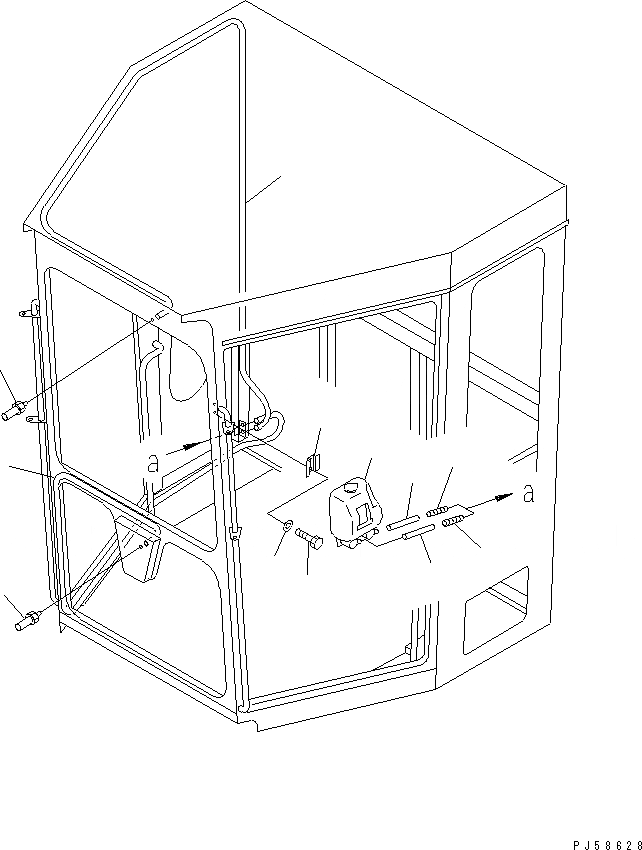 Схема запчастей Komatsu GD405A-3S - КАБИНА (ОМЫВАТЕЛЬ СТЕКЛА) РАМА И ЧАСТИ КОРПУСА