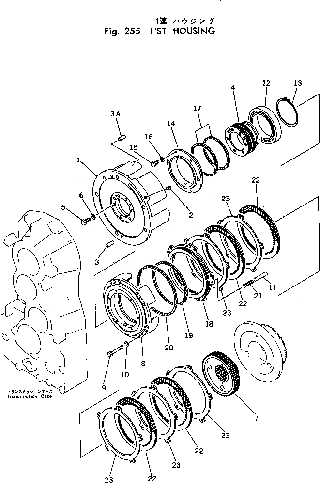 Схема запчастей Komatsu GD505A-2 - ТРАНСМИССИЯ (1 ПРИВОД) СИЛОВАЯ ПЕРЕДАЧА