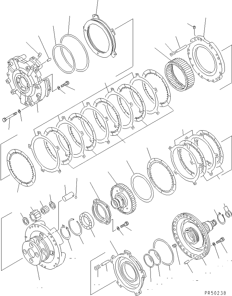 Схема запчастей Komatsu GD505A-3A - ТРАНСМИССИЯ (НИЗ.¤ ВЫС. МУФТА И ВЫХОДНОЙ ВАЛ) СИЛОВАЯ ПЕРЕДАЧА