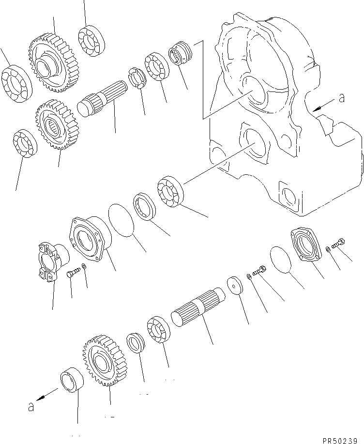 Схема запчастей Komatsu GD505A-3A - ТРАНСМИССИЯ (ВЫХОДНОЙ ВАЛ) СИЛОВАЯ ПЕРЕДАЧА