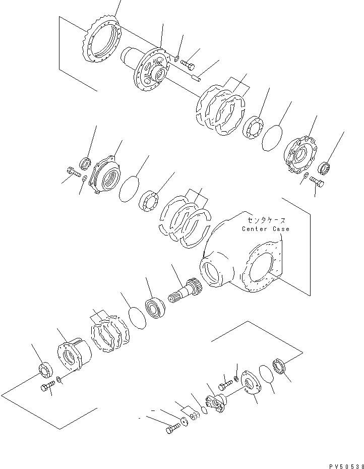 Схема запчастей Komatsu GD505A-3A - КОНЕЧНАЯ ПЕРЕДАЧА И ВАЛ (/) СИЛОВАЯ ПЕРЕДАЧА