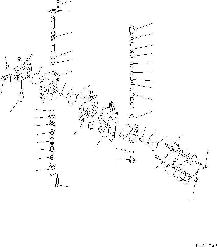 Схема запчастей Komatsu GD505A-3A - ГИДРАВЛ УПРАВЛЯЮЩ. КЛАПАН¤ ЛЕВ. (5-СЕКЦИОНН.) (/) ГИДРАВЛИКА