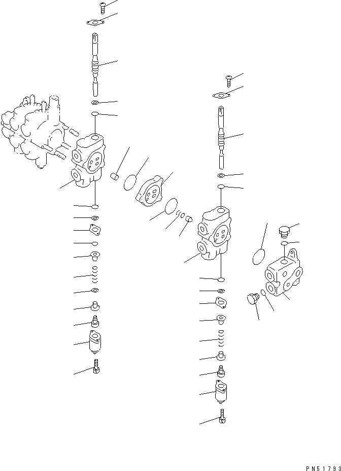 Схема запчастей Komatsu GD505A-3A - ГИДРАВЛ УПРАВЛЯЮЩ. КЛАПАН¤ ЛЕВ. (5-СЕКЦИОНН.) (/) ГИДРАВЛИКА