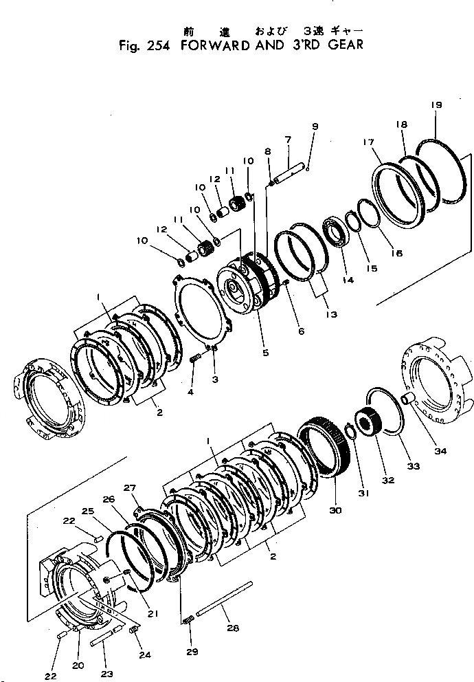 Схема запчастей Komatsu GD505A-2 - ТРАНСМИССИЯ (ПЕРЕД. И 3 ПРИВОД) СИЛОВАЯ ПЕРЕДАЧА