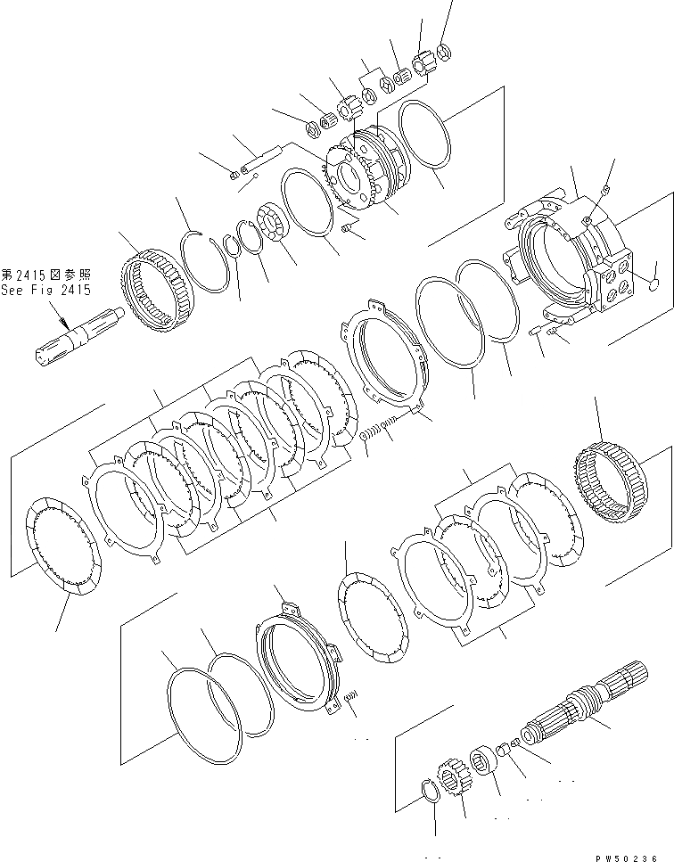 Схема запчастей Komatsu GD505A-3 - ТРАНСМИССИЯ (ПЕРЕД. И 3 МУФТА) СИЛОВАЯ ПЕРЕДАЧА
