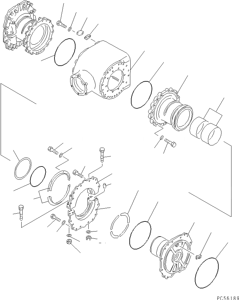 Схема запчастей Komatsu GD505A-3 - КОРПУС КОНЕЧН. ПЕРЕДАЧИ (/) (КОЖУХ SECTION О-КОЛЬЦО С -PIECIES КРЫШКА  ТИП)(№-7) СИЛОВАЯ ПЕРЕДАЧА