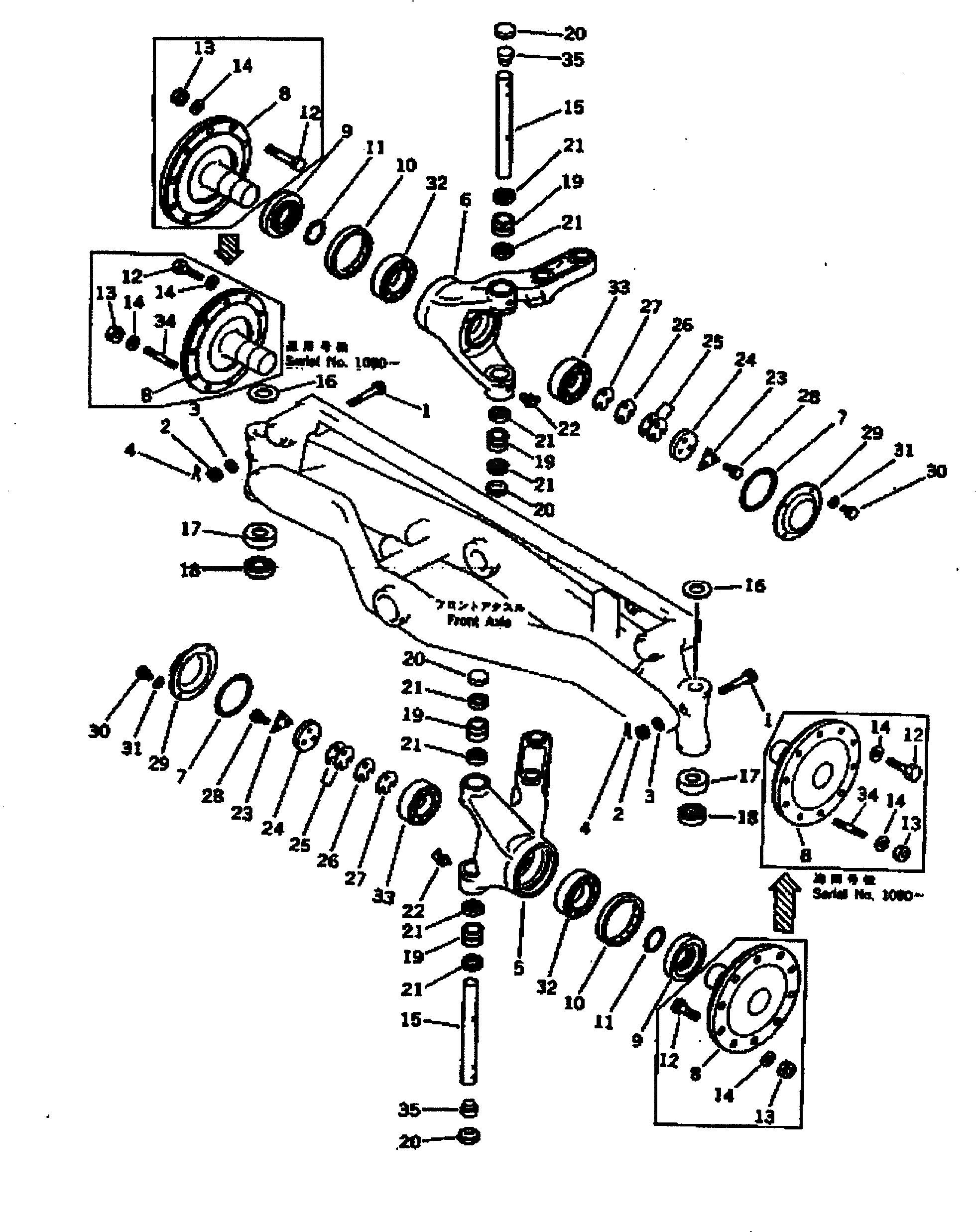 Схема запчастей Komatsu GD505A-3 - ПЕРЕДНИЙ МОСТ (/) СИЛОВАЯ ПЕРЕДАЧА