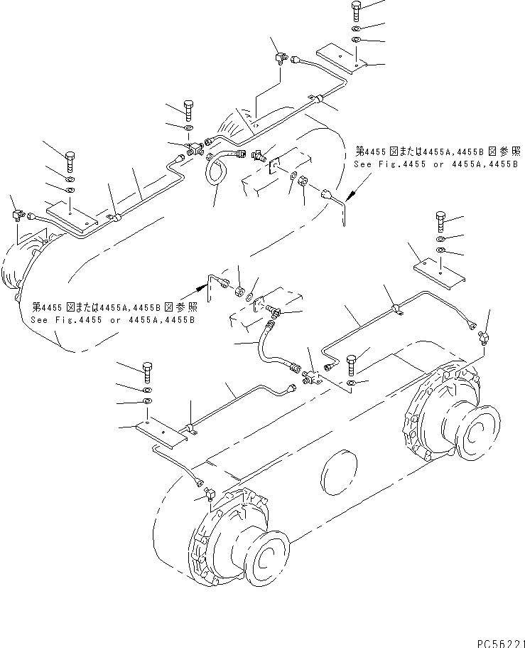 Схема запчастей Komatsu GD505A-3 - ТОРМОЗНАЯ ГИДРОЛИНИЯ (/) (ТОРМОЗНОЙ КЛАПАН - КОЛЕСН. ТОРМОЗ) СИСТЕМА УПРАВЛЕНИЯ